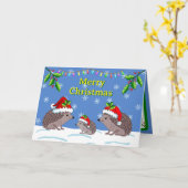 Cartes de Noël de hérissons et enfant (Fleur jaune)