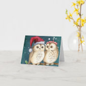 Cartes de Noël de hibou (Fleur jaune)