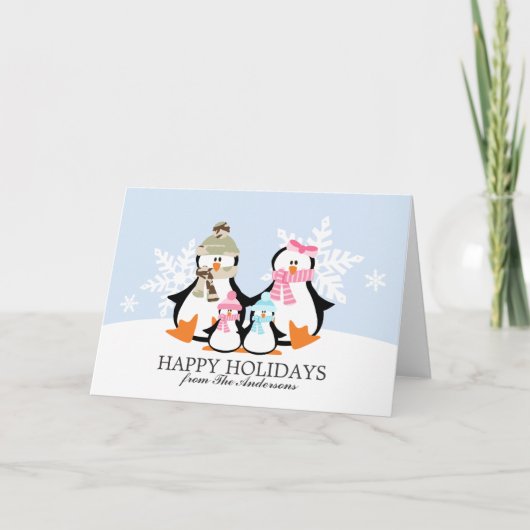 Cartes de Noël de la famille des pingouins militai (Devant)