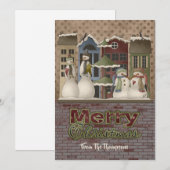 Cartes de Noël de la famille Snowman (Devant / Derrière)