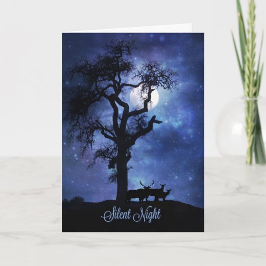 Cartes de Noël de nature de faune, nuit (Devant)