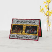 Cartes de Noël de Père Noël à moto (Fleur jaune)