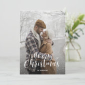 Cartes de Noël de photos de neige Lettrées à la ma (Debout devant)