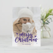 Cartes de Noël de photos de neige violette Script (Debout devant)