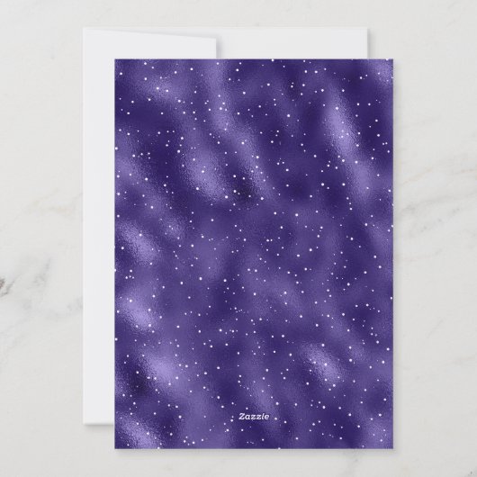 Cartes de Noël de photos de neige violette Script (Dos)