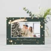Cartes de Noël de photos vertes Sparkly Stars (Debout devant)