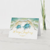 Cartes de Noël de plage uniques Aquarelle Tortue d (Recto)