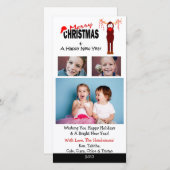 Cartes de Noël de sucres de canne du renne X4 (Devant / Derrière)