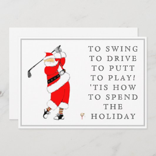 Cartes de Noël de vacances de golf (Devant / Derrière)