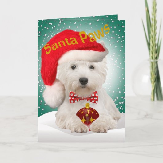 Cartes de Noël de Westie Père Noël (Devant)