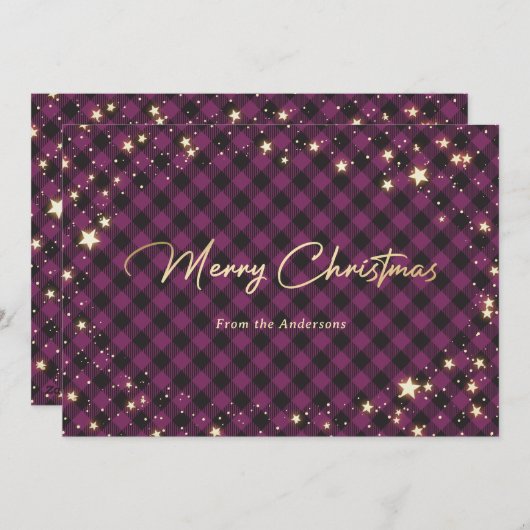 Cartes de Noël des étoiles de Buffalo violet (Devant / Derrière)