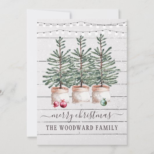 Cartes de Noël des neiges des pins rustiques (Devant)