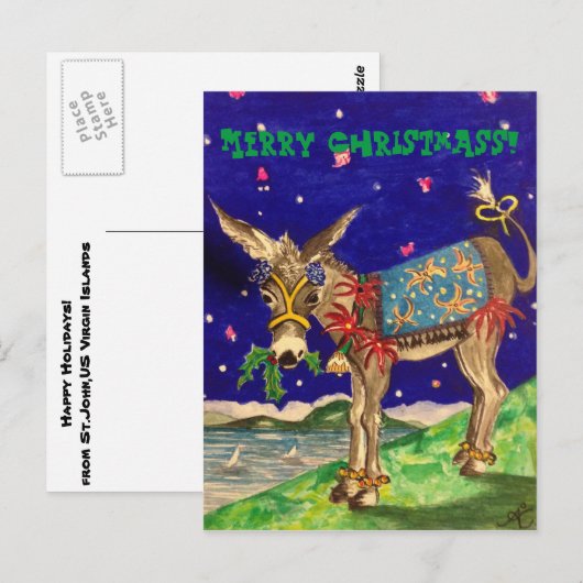 Cartes de Noël Donkey (Devant / Derrière)