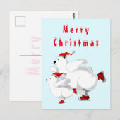 Cartes de Noël d'ours patinant (Devant / Derrière)