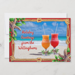 Cartes de Noël Drinks in the Sand du Couple