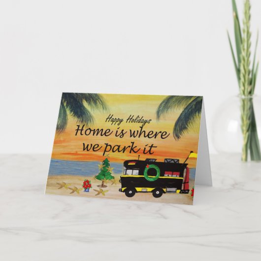 Cartes de Noël du camping-car RV de mon art (Devant)