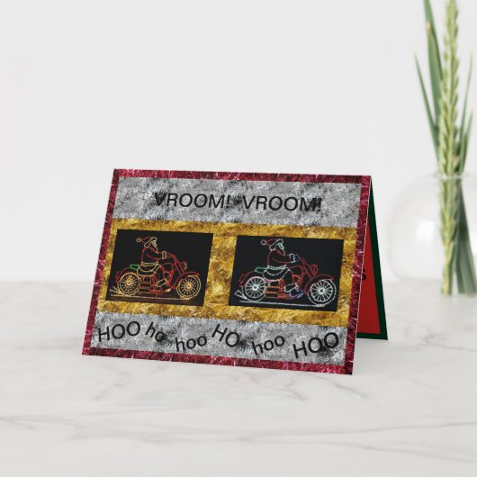 Cartes de Noël du Père Noël à moto (Devant)