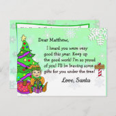 Cartes de Noël du Père Noël : Elfe blonde des Fête (Devant / Derrière)