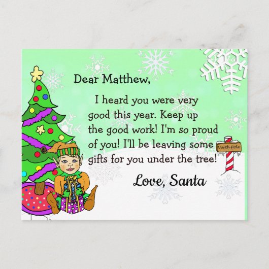 Cartes de Noël du Père Noël : Elfe blonde des Fête (Devant)