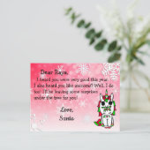 Cartes de Noël du Père Noël : Licorne de vacances  (Debout devant)