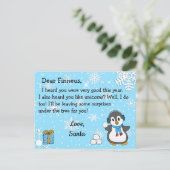 Cartes de Noël du Père Noël : Manchot des Fêtes et (Debout devant)