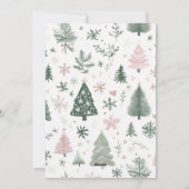 Cartes de Noël Elegant Vert & Rose (Dos)