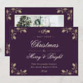 Cartes de Noël élégantes Vintage violet (Devant / Derrière)