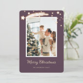 Cartes de Noël élégantes violettes photo (Debout devant)