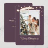 Cartes de Noël élégantes violettes photo (Devant / Derrière)