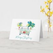 Cartes de Noël en aquarelle Plage tropicale (Fleur jaune)