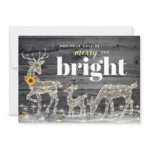Cartes de Noël en bois rustiques de renne de