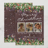 Cartes de Noël en bois vintage 3 photos (Devant / Derrière)