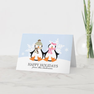 Cartes de Noël en couple de pingouins militaires