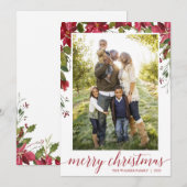 Cartes de Noël en fleurs de Poinsettia rouge (Devant / Derrière)