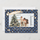 Cartes de Noël en plastique de bison bleu étoilé (Devant)