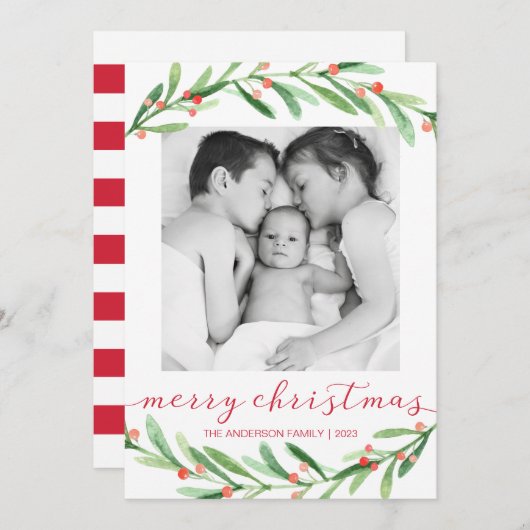 Cartes de Noël en rouge et vert (Devant / Derrière)