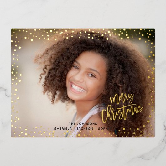Cartes de Noël festives avec points dorés en vérit (Recto)