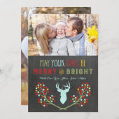 Cartes de Noël florales Chalkboard Deer Antlers (Devant / Derrière)