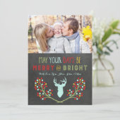 Cartes de Noël florales Chalkboard Deer Antlers (Debout devant)