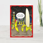 Cartes de Noël Funny Banana | Salutation de vacanc<br><div class="desc">Des cartes de Noël absolument hystériques et drôles de bananes qui feront rire la famille, les amis et les collègues sur le sol ! Vous pouvez même vous amuser à changer le texte de la bulle de devis... L'unique illustration dessinée par Raphaela Wilson représente 2 bananes de dessins animés parlant...</div>