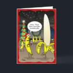 Cartes de Noël Funny Banana | Salutation de vacanc<br><div class="desc">Des cartes de Noël absolument hystériques et drôles de bananes qui feront rire la famille, les amis et les collègues sur le sol ! Vous pouvez même vous amuser à changer le texte de la bulle de devis... L'unique illustration dessinée par Raphaela Wilson représente 2 bananes de dessins animés parlant...</div>