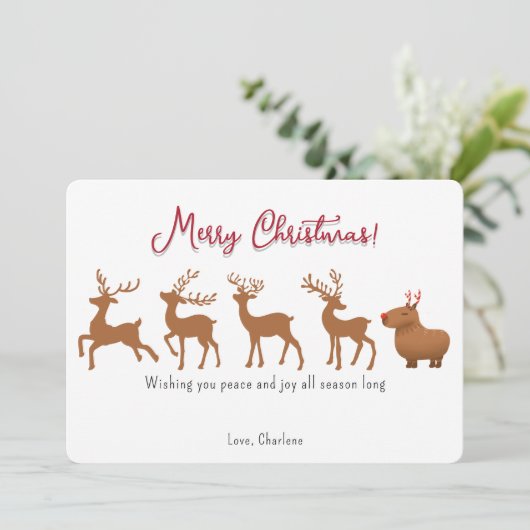 Cartes de Noël Funny Capybara Reindeer (Debout devant)