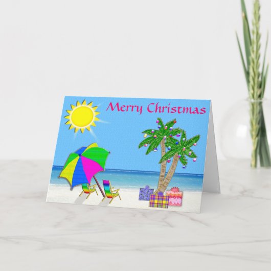 Cartes de Noël gaies et jolies superbes de plage (Devant)