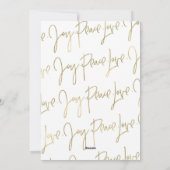 Cartes de Noël Gold Peace Love Joy (Dos)