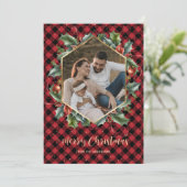 Cartes de Noël Gold Red Buffalo Plaid (Debout devant)