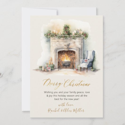 Cartes de Noël Gold Script (Devant)