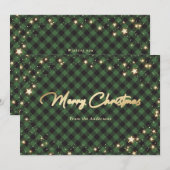 Cartes de Noël Green Buffalo Plaid Stars (Devant / Derrière)