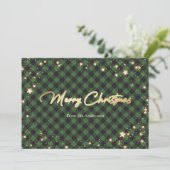Cartes de Noël Green Buffalo Plaid Stars (Debout devant)