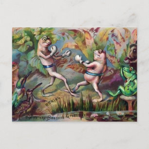 Cartes de Noël Grenouilles Boxeuses Victoriennes