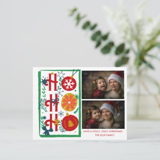 Cartes de Noël Ho Ho Ho | Photo Vacances  (Debout devant)